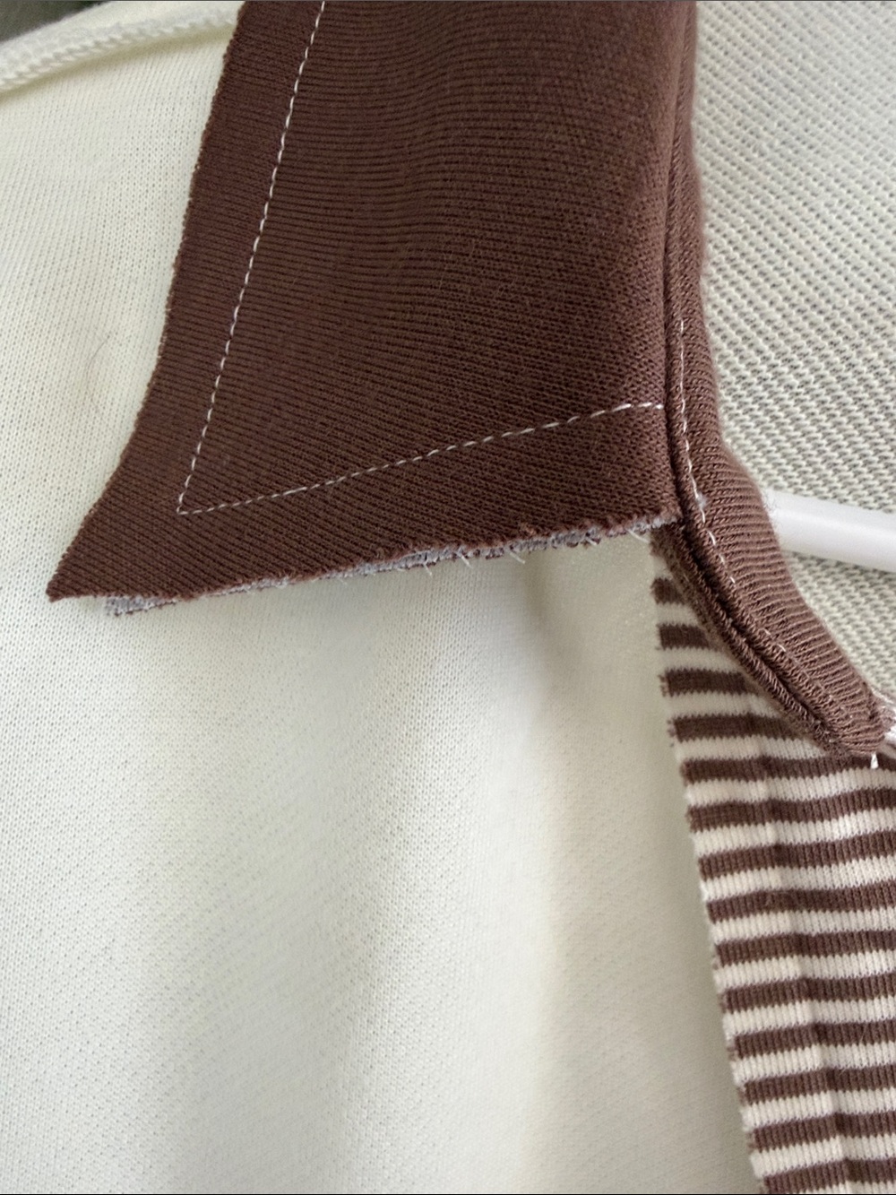 Altar'd State Cream and Brown Striped Rugby Pullover - Picture 4 of 7